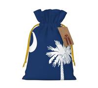 TBABMDPDM Bolsas de regalo de Navidad con estampado de bandera de Carolina del Sur, bolsas de arpillera con cordón, varios tamaños para recuerdos de fiesta