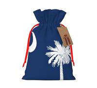 TBABMDPDM Bolsas de regalo de Navidad con estampado de bandera de Carolina del Sur, bolsas de arpillera con cordón, varios tamaños para recuerdos de fiesta