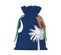 TBABMDPDM Bolsas de regalo de Navidad con estampado de bandera de Carolina del Sur, bolsas de arpillera con cordón, varios tamaños para recuerdos de fiesta