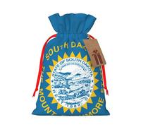 TBABMDPDM Bolsas de regalo de Navidad con estampado de bandera de Dakota del Sur, bolsas de arpillera con cordón, varios tamaños para recuerdos de fiesta