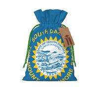 TBABMDPDM Bolsas de regalo de Navidad con estampado de bandera de Dakota del Sur, bolsas de arpillera con cordón, varios tamaños para recuerdos de fiesta