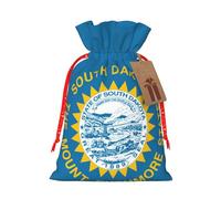 TBABMDPDM Bolsas de regalo de Navidad con estampado de bandera de Dakota del Sur, bolsas de arpillera con cordón, varios tamaños para recuerdos de fiesta