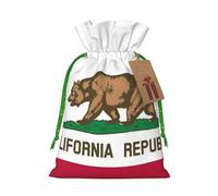TBABMDPDM Bolsas de regalo de Navidad con estampado de bandera del estado de California, bolsas de arpillera con cordón, varios tamaños para recuerdos de fiesta