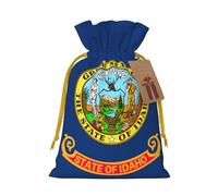 TBABMDPDM Bolsas de regalo de Navidad con estampado de bandera del estado de Idaho, bolsas de arpillera con cordón, varios tamaños para recuerdos de fiesta