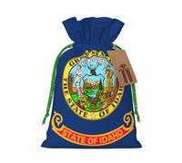TBABMDPDM Bolsas de regalo de Navidad con estampado de bandera del estado de Idaho, bolsas de arpillera con cordón, varios tamaños para recuerdos de fiesta