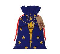 TBABMDPDM Bolsas de regalo de Navidad con estampado de bandera del estado de Indiana, bolsas de arpillera con cordón, varios tamaños para recuerdos de fiesta