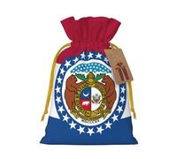 TBABMDPDM Bolsas de regalo de Navidad con estampado de bandera del estado de Missouri, bolsas de arpillera con cordón, varios tamaños para recuerdos de fiesta