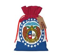 TBABMDPDM Bolsas de regalo de Navidad con estampado de bandera del estado de Missouri, bolsas de arpillera con cordón, varios tamaños para recuerdos de fiesta
