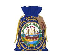 TBABMDPDM Bolsas de regalo de Navidad con estampado de bandera del estado de New Hampshire, bolsas de arpillera con cordón, varios tamaños para recuerdos de fiesta