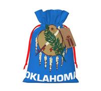 TBABMDPDM Bolsas de regalo de Navidad con estampado de bandera del estado de Oklahoma, bolsas de arpillera con cordón, varios tamaños para recuerdos de fiesta