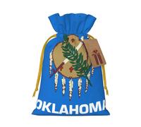 TBABMDPDM Bolsas de regalo de Navidad con estampado de bandera del estado de Oklahoma, bolsas de arpillera con cordón, varios tamaños para recuerdos de fiesta