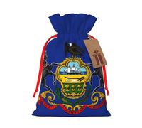 TBABMDPDM Bolsas de regalo de Navidad con estampado de bandera del estado de Pensilvania, bolsas de arpillera con cordón, varios tamaños para recuerdos de fiesta