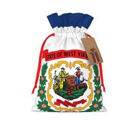 TBABMDPDM Bolsas de regalo de Navidad con estampado de bandera del estado de Virginia Occidental, bolsas de arpillera con cordón, varios tamaños para recuerdos de fiesta