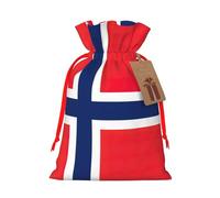 TBABMDPDM Bolsas de regalo de Navidad con estampado de bandera noruega, bolsas de arpillera con cordón, varios tamaños para recuerdos de fiesta