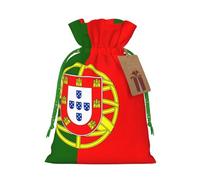 TBABMDPDM Bolsas de regalo de Navidad con estampado de bandera portuguesa, bolsas de arpillera con cordón, varios tamaños para recuerdos de fiesta