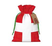 TBABMDPDM Bolsas de regalo de Navidad con estampado de bandera suiza, bolsas de arpillera con cordón, varios tamaños para recuerdos de fiesta