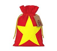TBABMDPDM Bolsas de regalo de Navidad con estampado de bandera vietnamita, bolsas de arpillera con cordón, varios tamaños para recuerdos de fiesta