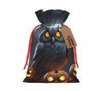 TBABMDPDM Bolsas de regalo de Navidad con estampado de búho, fantasma, calabaza, de Halloween, bolsas de arpillera con cordón, varios tamaños para recuerdos de fiesta