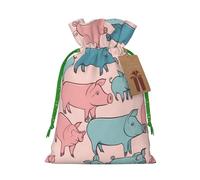 TBABMDPDM Bolsas de regalo de Navidad con estampado de cerdos, bolsas de arpillera con cordón, varios tamaños para recuerdos de fiesta