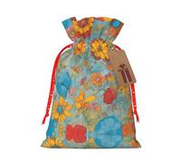 TBABMDPDM Bolsas de regalo de Navidad con estampado de colores brillantes, bolsas de arpillera con cordón, varios tamaños para recuerdos de fiesta