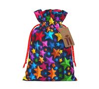 TBABMDPDM Bolsas de regalo de Navidad con estampado de estrellas de color, bolsas de arpillera con cordón, varios tamaños para recuerdos de fiesta