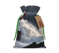 TBABMDPDM Bolsas de regalo de Navidad con estampado de faro en tormenta, bolsas de arpillera con cordón, varios tamaños para recuerdos de fiesta