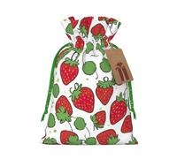 TBABMDPDM Bolsas de regalo de Navidad con estampado de fresas, bolsas de arpillera con cordón, varios tamaños para recuerdos de fiesta