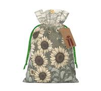 TBABMDPDM Bolsas de regalo de Navidad con estampado de girasoles y manzanilla, bolsas de arpillera con cordón, varios tamaños para recuerdos de fiesta