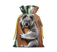 TBABMDPDM Bolsas de regalo de Navidad con estampado de koala, bolsas de arpillera con cordón, varios tamaños para recuerdos de fiesta