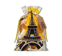 TBABMDPDM Bolsas de regalo de Navidad con estampado de la Torre Eiffel de París, bolsas de arpillera con cordón, varios tamaños para recuerdos de fiesta