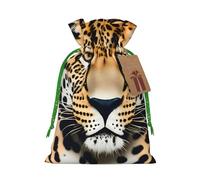 TBABMDPDM Bolsas de regalo de Navidad con estampado de leopardo animal, bolsas de arpillera con cordón, varios tamaños para recuerdos de fiesta