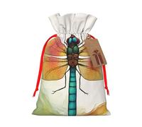 TBABMDPDM Bolsas de regalo de Navidad con estampado de libélula colorida, bolsas de arpillera con cordón, varios tamaños para recuerdos de fiesta