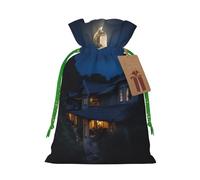 TBABMDPDM Bolsas de regalo de Navidad con estampado de luna llena en la noche, bolsas de arpillera con cordón, varios tamaños para recuerdos de fiesta