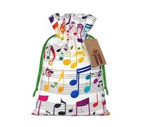 TBABMDPDM Bolsas de regalo de Navidad con estampado de notas musicales, bolsas de arpillera con cordón, varios tamaños para recuerdos de fiesta