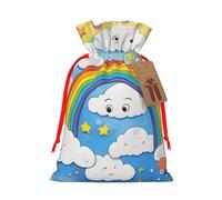 TBABMDPDM Bolsas de regalo de Navidad con estampado de nubes de arco iris, bolsas de arpillera con cordón, varios tamaños para recuerdos de fiesta
