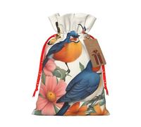 TBABMDPDM Bolsas de regalo de Navidad con estampado de pájaros, flores, mariposas, bolsas de arpillera con cordón, varios tamaños para recuerdos de fiesta