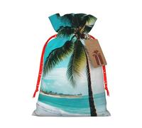 TBABMDPDM Bolsas de regalo de Navidad con estampado de palmeras de playa, bolsas de arpillera con cordón, varios tamaños para recuerdos de fiesta