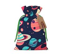 TBABMDPDM Bolsas de regalo de Navidad con estampado de planetas espaciales, bolsas de arpillera con cordón, varios tamaños para recuerdos de fiesta