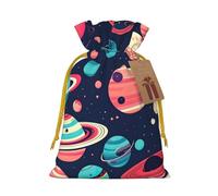 TBABMDPDM Bolsas de regalo de Navidad con estampado de planetas espaciales, bolsas de arpillera con cordón, varios tamaños para recuerdos de fiesta