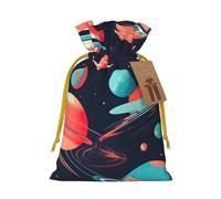 TBABMDPDM Bolsas de regalo de Navidad con estampado de planetas espaciales, bolsas de arpillera con cordón, varios tamaños para recuerdos de fiesta