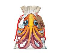 TBABMDPDM Bolsas de regalo de Navidad con estampado de pulpo, bolsas de arpillera con cordón, varios tamaños para recuerdos de fiesta