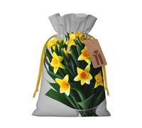 TBABMDPDM Bolsas de regalo de Navidad con estampado de ramo de narcisos, bolsas de arpillera con cordón, varios tamaños para recuerdos de fiesta