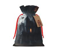 TBABMDPDM Bolsas de regalo de Navidad con estampado de terror de Halloween, bolsas de arpillera con cordón, varios tamaños para recuerdos de fiesta