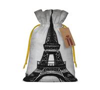 TBABMDPDM Bolsas de regalo de Navidad con estampado de Torre Eiffel de café parisino, bolsas de arpillera con cordón, varios tamaños para recuerdos de fiesta