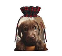 TBABMDPDM Bonito saco de Papá Noel con estampado de perro labrador, bolsa de regalo de lino con cordón, para almacenamiento de paquetes de fiesta de Navidad