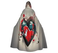 TBABMDPDM Capa con capucha para hombres y mujeres, con estampado de amor y música, para Halloween, disfraz de bruja medieval