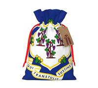 TBABMDPDM Connecticut State Flag Print - Bolsas de regalo de Navidad, bolsas de arpillera con cordón, varios tamaños para recuerdos de fiesta