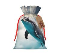 TBABMDPDM Divertidas bolsas de regalo de Navidad con diseño de delfín mirando a ti, bolsas de arpillera con cordón, varios tamaños para recuerdos de fiesta