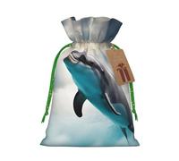 TBABMDPDM Divertidas bolsas de regalo de Navidad con diseño de delfín mirando a ti, bolsas de arpillera con cordón, varios tamaños para recuerdos de fiesta