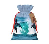 TBABMDPDM Dolphins in the sea 1 bolsa de regalo de Navidad, bolsas de arpillera con cordón, varios tamaños para recuerdos de fiesta